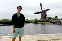 Raphael with a windmill at Kinderdijk